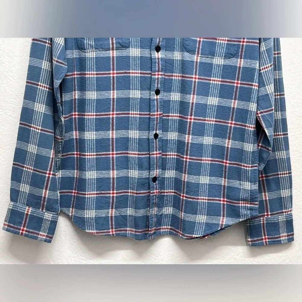 LUCKY Brand - Men's Button-Down Humboldt Woven Long Sleeve Flannel Shirt - Blue